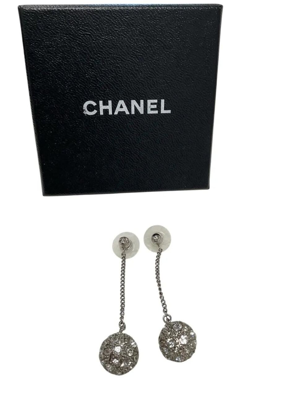 Chanel Crystal CC Disco Ball Drop Earrings